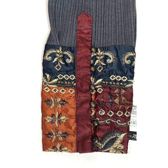 Soft Surrounding XL Tunic Top Embroidered India Boho Ribbed Gray - Picture 9 of 15